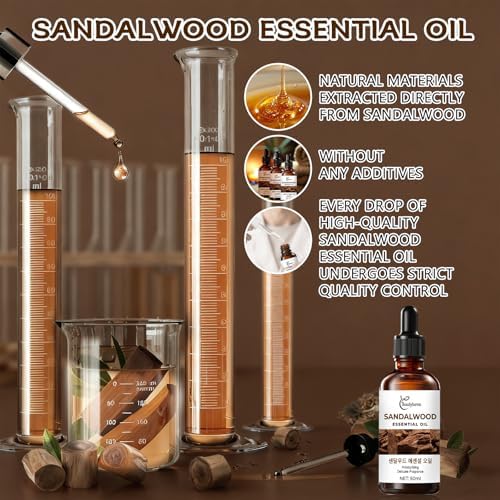 Sandalwood Essential Oil – 100% Pure & Natural Premium Grade Aromatherapy Oil – Warm Woody Scent for Meditation & Relaxa