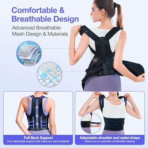 Women's and Men's Posture Corrector with Full Back Brace Support | Adjustable Shoulder Straightener for Back Pain Relie