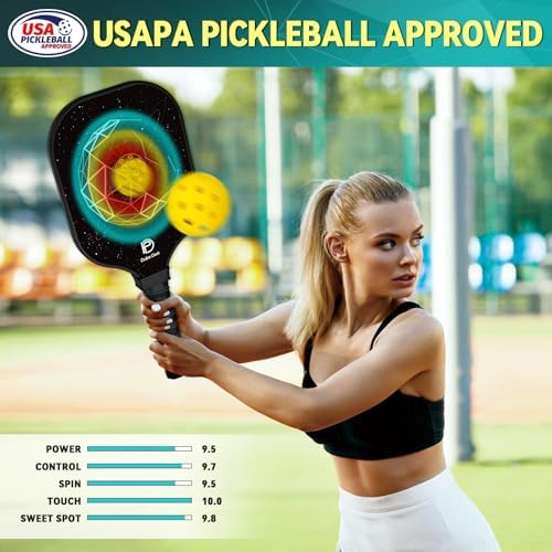 DULCE DOM USAPA Approved Fiberglass/Carbon Fiber Pickleball Paddles Set of 4 for Training | DULCE DOM 4 Indoor Outdoor