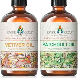 EVOKE OCCU Vetiver and Patchouli Essential Oils for Men - Relaxation and Comfort - 4 Fl Oz | EVOKE OCCU Vetiver & Patch