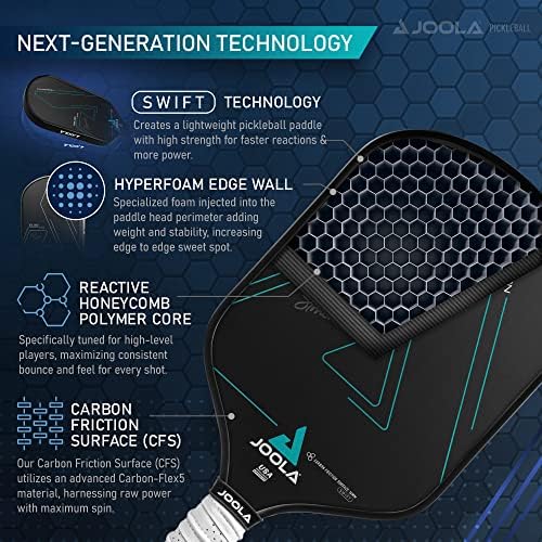 JOOLA Professional Pickleball Paddles - Raw Carbon Fiber Surface - Built for Spin, Speed & Control - Tournament-Level JO