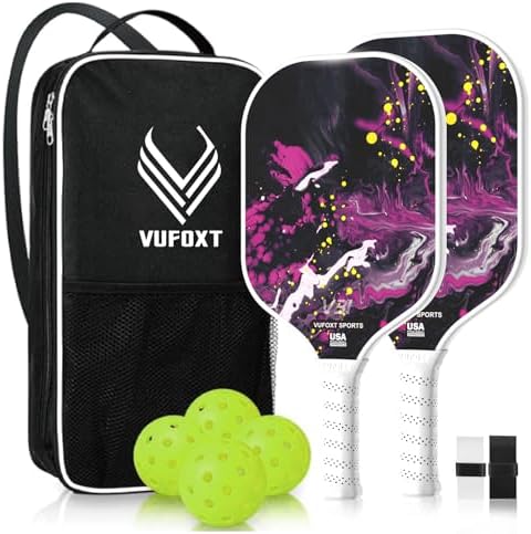 USAPA Approved Carbon Fiber Surface Pickle Ball Paddles Set - Ideal for Beginners' Training and Game (Blue) | Lightweig