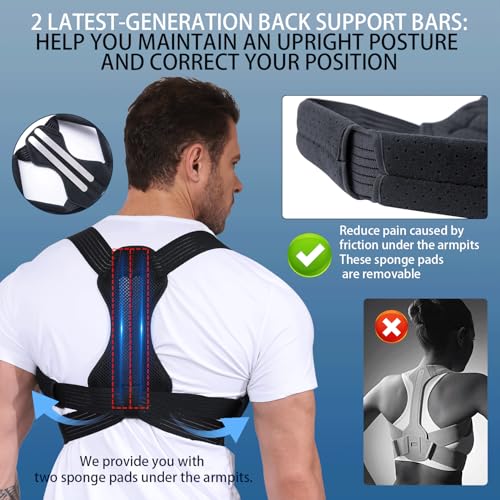 Adjustable Back Brace for Back, Neck and Shoulder Pain Relief - Posture Corrector for Men and Women | Scoliosis, Hunchb