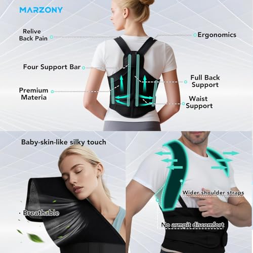 Upper/Lower Back Posture Corrector for Women and Men: Pain Relief and Comfortable Support Medium Black Posture Corrector