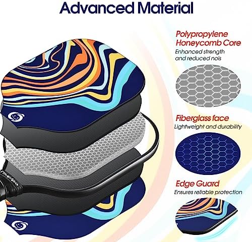 USAPA Approved Lightweight Pickleball Rackets for Casual Players | Durable Fiberglass Surface Picks with Polypropylene