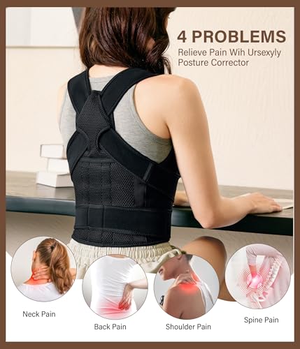 URSEXYLY Back Brace Posture Corrector for Adults, Breathable Shoulder Brace, Upper and Lower Back Pain Relief, Adjustabl