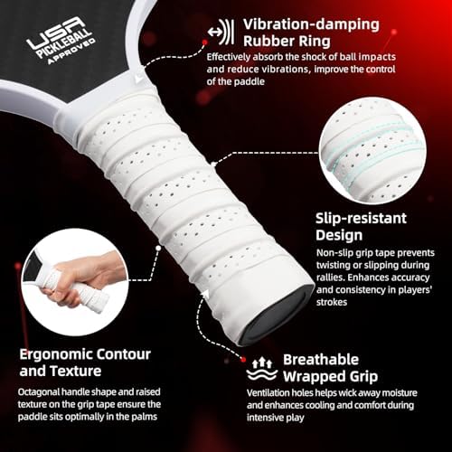 BAGAIL USAPA Approved Pickleball Paddles Set for Traction and Stability | Lightweight BAGAIL Pickleball Rackets with 4