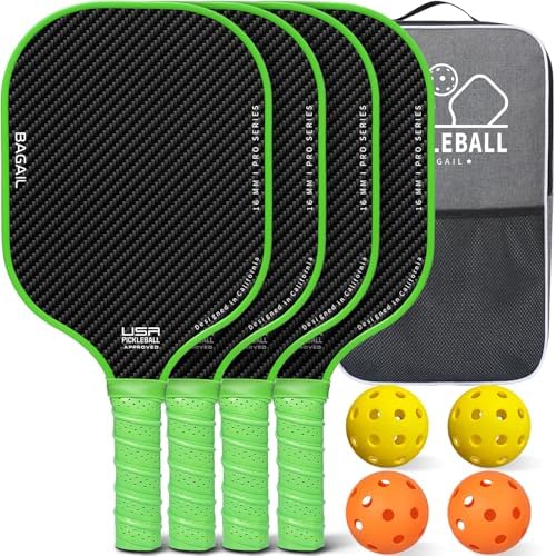 BAGAIL USAPA Approved Pickleball Paddles Set for Traction and Stability | Lightweight BAGAIL Pickleball Rackets with 4