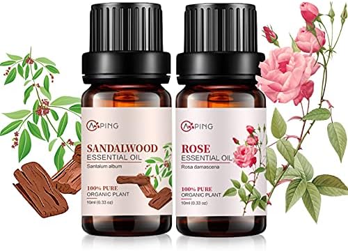 Sandalwood & Clary Sage Essential Oils for Aroma and Spa - 100% Pure Organic Natural Plant Oils, 2x10ML Sandalwood & C