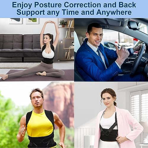 Women and Men Posture Corrector, Adjustable Full Back Support for Upper and Lower Back Pain Relief, Shoulder Straighten