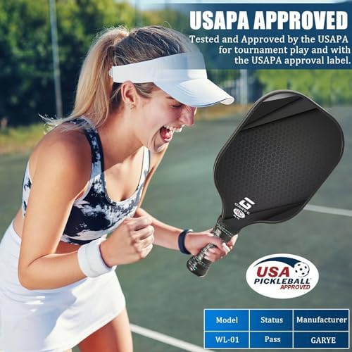 GaryE Carbon Fiber Pickleball Paddles for Adults and Teenagers | GaryE Lightweight USAPA Approved Pickleball Rackets Se
