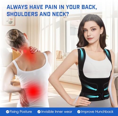Posture Corrector for Women and Men: Adjustable Back Brace with Full Back Support (Large, Pink) Adjustable Back Brace
