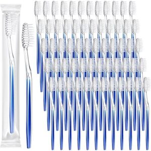 Patelai Blue Disposable Toothbrushes for Adults & Kids Camping Travel (100 Pcs, Soft Bristles)