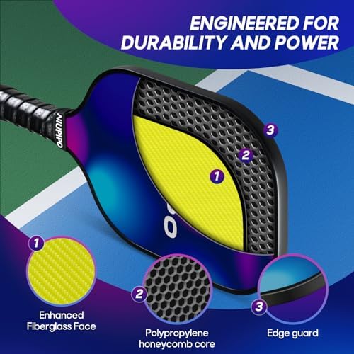 USAPA Approved Lightweight Pickleball Rackets for Casual Players | Durable Fiberglass Surface Picks with Polypropylene