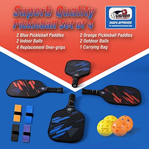 USAPA Approved Lightweight Pickleball Rackets for Casual Players | Durable Fiberglass Surface Picks with Polypropylene