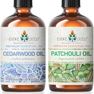 Evoke Occu Cedarwood & Patchouli Essential Oils - Relaxing Scent for Stress Relief - 4 Fl Oz