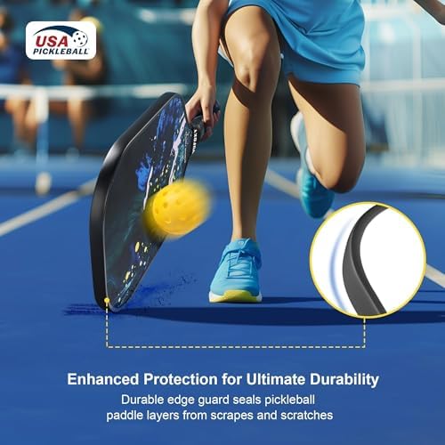 USAPA Approved Carbon Fiber Surface Pickle Ball Paddles Set - Ideal for Beginners' Training and Game (Blue) | Lightweig