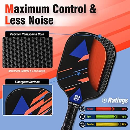 USAPA Approved Lightweight Pickleball Rackets for Casual Players | Durable Fiberglass Surface Picks with Polypropylene