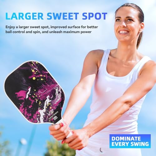 USAPA Approved Carbon Fiber Surface Pickle Ball Paddles Set - Ideal for Beginners' Training and Game (Blue) | Lightweig