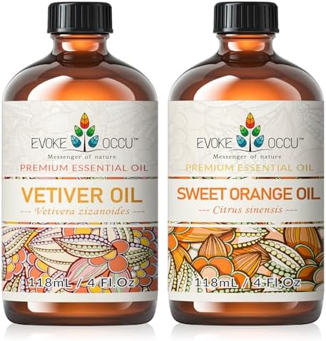 EVOKE OCCU Vetiver and Sweet Orange Essential Oil - Pure, Therapeutic Grade for Stress Relief - 4 Fl Oz