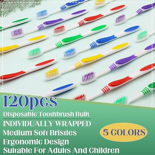 Bulk Disposable Travel Toothbrushes Pack - Soft Bristle Good Cleaning for Kids, Adult & Elderly | 50 Pcs Individually W