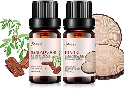 Sandalwood & Clary Sage Essential Oils for Aroma and Spa - 100% Pure Organic Natural Plant Oils, 2x10ML Sandalwood & C