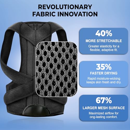 Posture Corrector with Weighted Vest for Women and Men - Full Back Support Shoulder Brace - Adjustable and Breathable De