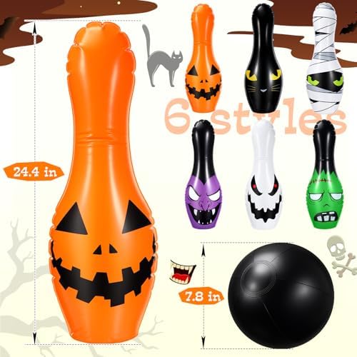Soulchen Giant Halloween Inflatable Bowling Set for Family Activities