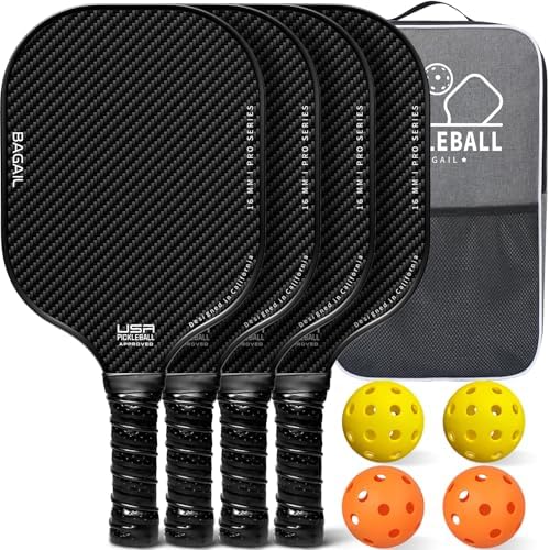 BAGAIL USAPA Approved Pickleball Paddles Set for Traction and Stability | Lightweight BAGAIL Pickleball Rackets with 4