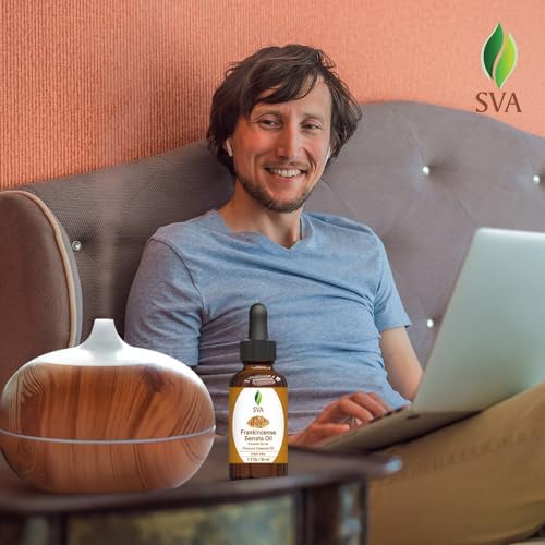 SVA Frankincense Essential Oil - 100% Natural Boswellia Carterii Oil for Aromatherapy and Skin Care - 1 Fl Oz with Dropp