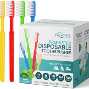 144 Pack Disposable Toothbrushes with Toothpaste for Single Use Waterless Cleaning | Ideal for Hotels and Campers with