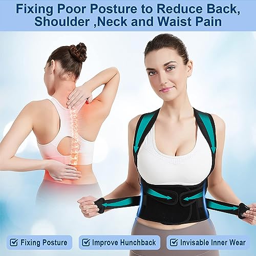 Women and Men Posture Corrector, Adjustable Full Back Support for Upper and Lower Back Pain Relief, Shoulder Straighten
