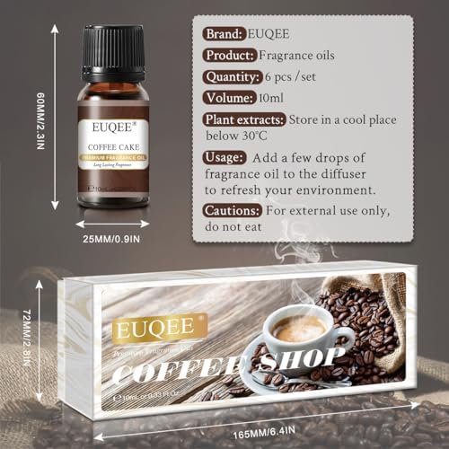 EUQEE Woody Essential Oils Set for Aromatherapy - Pure & Natural Oils - Eucalyptus, Cedarwood, Sandalwood, Frankincense,