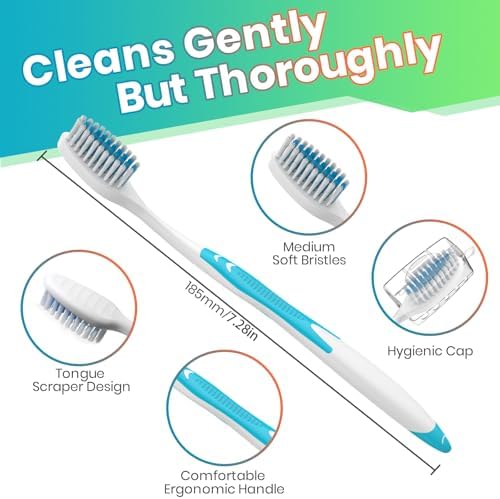 100 Bulk Medium Soft Toothbrushes Pack with Covers for Adults & Kids | Individually Wrapped Disposal Toothbrushes for T