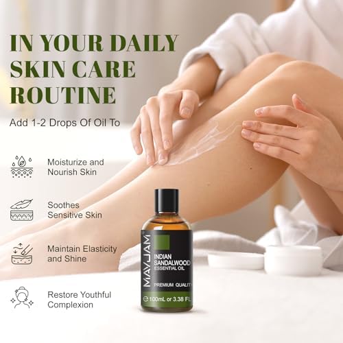 MAYJAM Indian Sandalwood Essential Oils for Skin Care and Hair Care - 100ml MAYJAM Indian Sandalwood Essential Oils fo