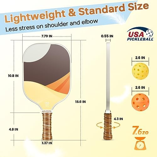 USAPA Approved Lightweight Pickleball Rackets for Casual Players | Durable Fiberglass Surface Picks with Polypropylene