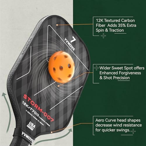 T700 Raw Carbon Fiber Pickleball Paddle for Ultimate Spin & Consistency USAPA ApprovedPremium Pickle Ball Racket with 16