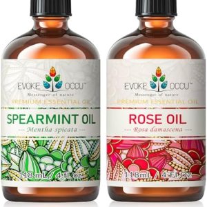 EVOKE OCCU Spearmint and Rose Essential Oil - Refreshing and Seductive Fragrance for Home Use - 4 Fl Oz