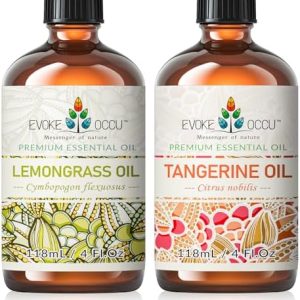 Evoke Occu Lemongrass and Tangerine Essential Oils for Stress Relief - Perfect for Parents - At Home Use - 4 Fl Oz | Ev