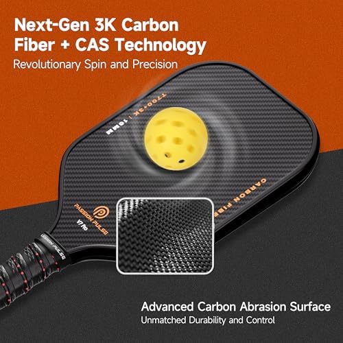 V7 Pro Pickleball Paddle - 3K Raw Carbon Fiber, 16mm Polypropylene Core, 3D PulseGrip Handle, Ideal for All Skill Levels