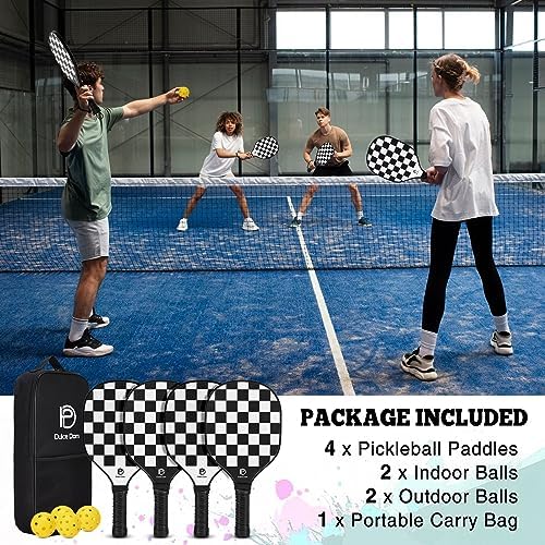 DULCE DOM USAPA Approved Fiberglass/Carbon Fiber Pickleball Paddles Set of 4 for Training | DULCE DOM 4 Indoor Outdoor