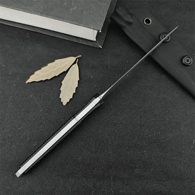 9.5in Tactical Fixed Blade Knife with Kydex Sheath, 8Cr13Mov Steel Blade, Aluminum Handle, Best Gifts for Men (Silver)