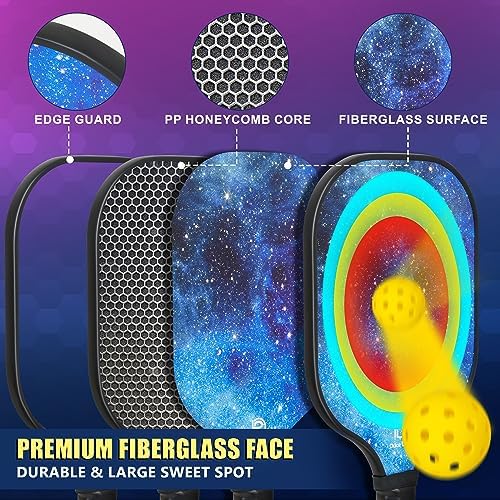 DULCE DOM USAPA Approved Fiberglass/Carbon Fiber Pickleball Paddles Set of 4 for Training | DULCE DOM 4 Indoor Outdoor