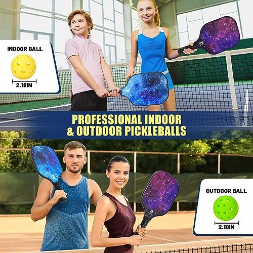 DULCE DOM USAPA Approved Fiberglass/Carbon Fiber Pickleball Paddles Set of 4 for Training | DULCE DOM 4 Indoor Outdoor
