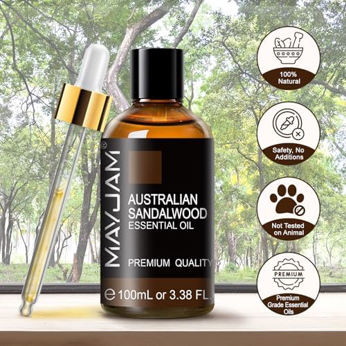 MAYJAM Indian Sandalwood Essential Oils for Skin Care and Hair Care - 100ml MAYJAM Indian Sandalwood Essential Oils fo