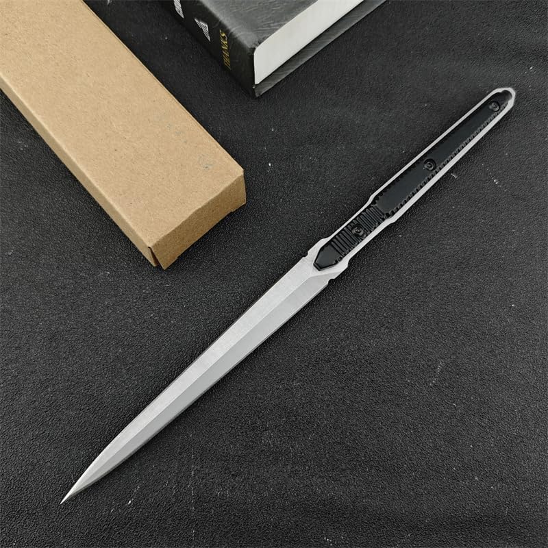 9.5in Tactical Fixed Blade Knife with Kydex Sheath, 8Cr13Mov Steel Blade, Aluminum Handle, Best Gifts for Men (Silver)