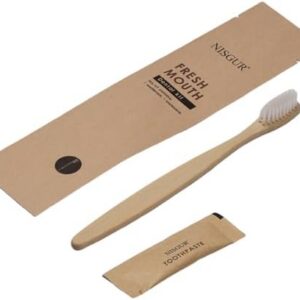 Bamboo Toothbrush with Pre-Pasted Set 100 Pack for Guests | Eco-Friendly Bamboo Disposable Toothbrush Kit 100 Pack | No