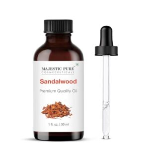 Majestic Pure Sandalwood Essential Oil with Glass Dropper - Perfect for Diffuser and Aromatherapy - 100% Pure and Natur