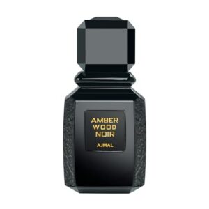 Ajmal Amber Wood Noir Unisex Eau de Parfum Romance Woody Floral Musk Citrus Amber Long-Lasting Dubai Fragrance |4 fl oz