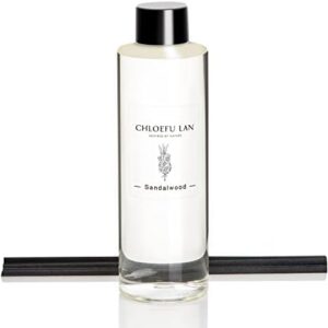 Chloefu Sandalwood Essential Oil Diffuser Refill 200ml for Home and Bathroom, No Alcohol Aromatherapy, SPA & SPA Diffuse